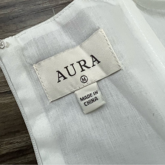 Aura NEW White Lace Tulle Wedding Cocktail Reception Prom Dress - Picture 10 of 16